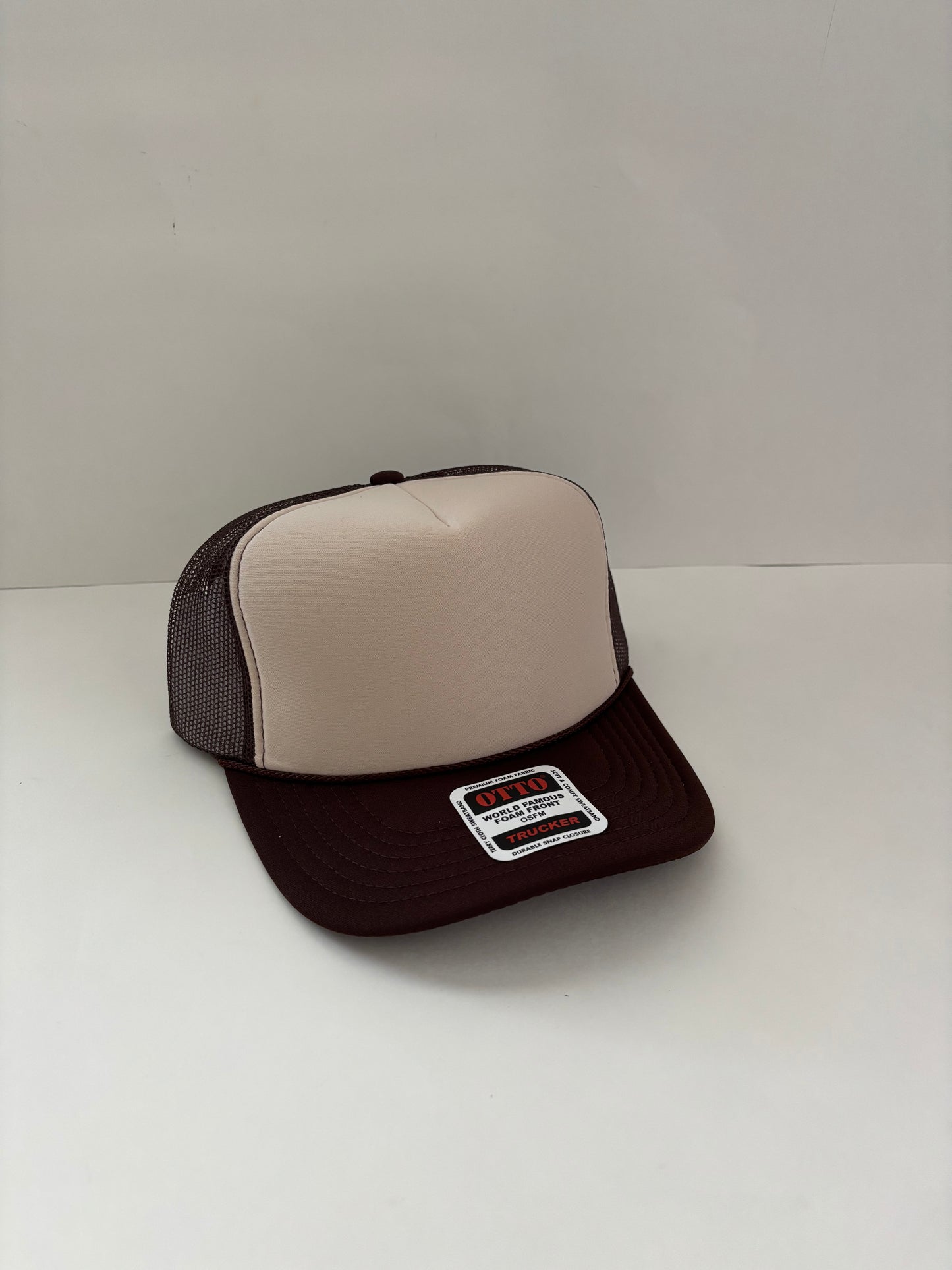 High Profile Snapback Trucker Hat- Brown/Tan/Brown