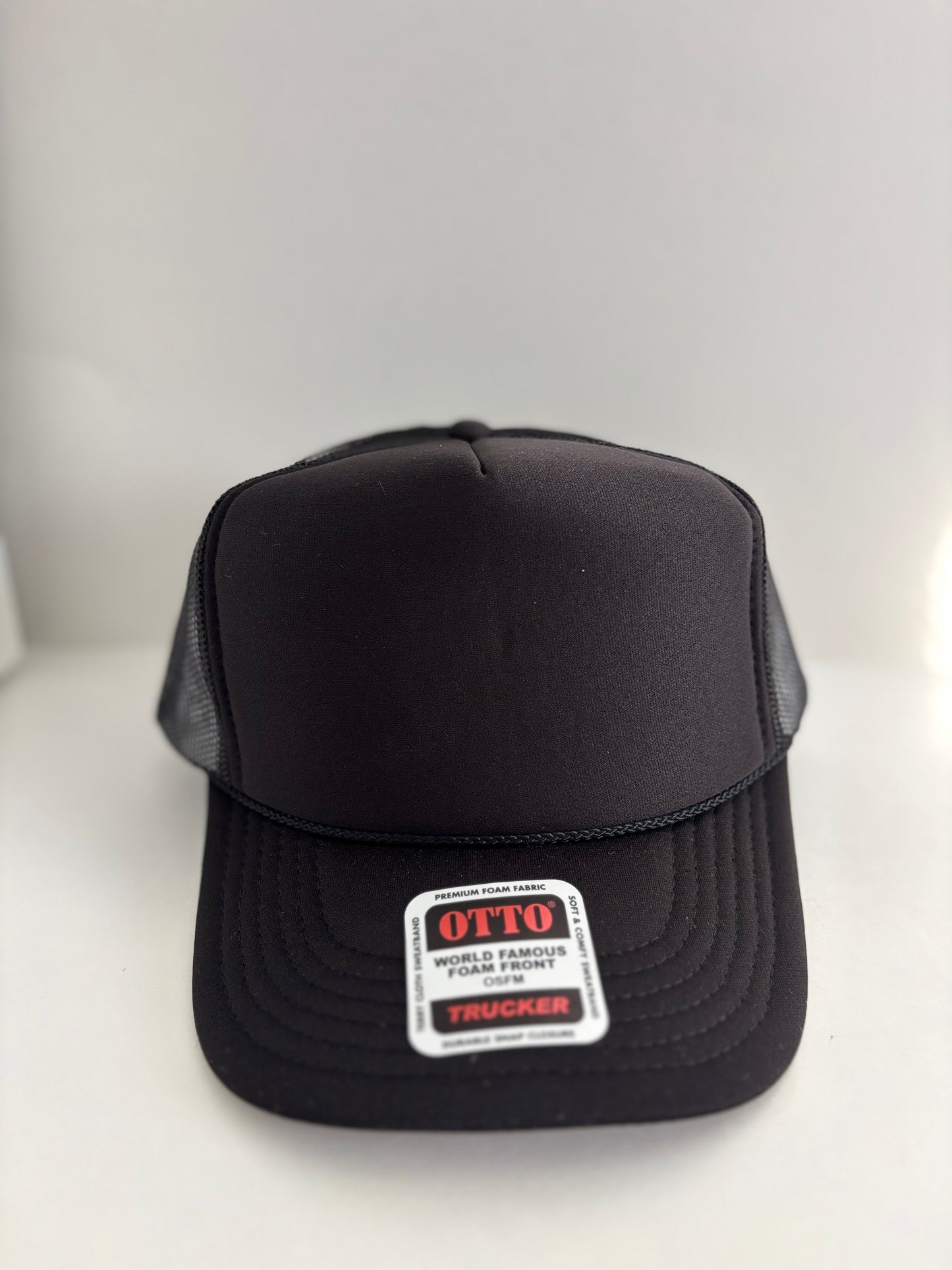 High Profile Snapback Trucker Hat- Black