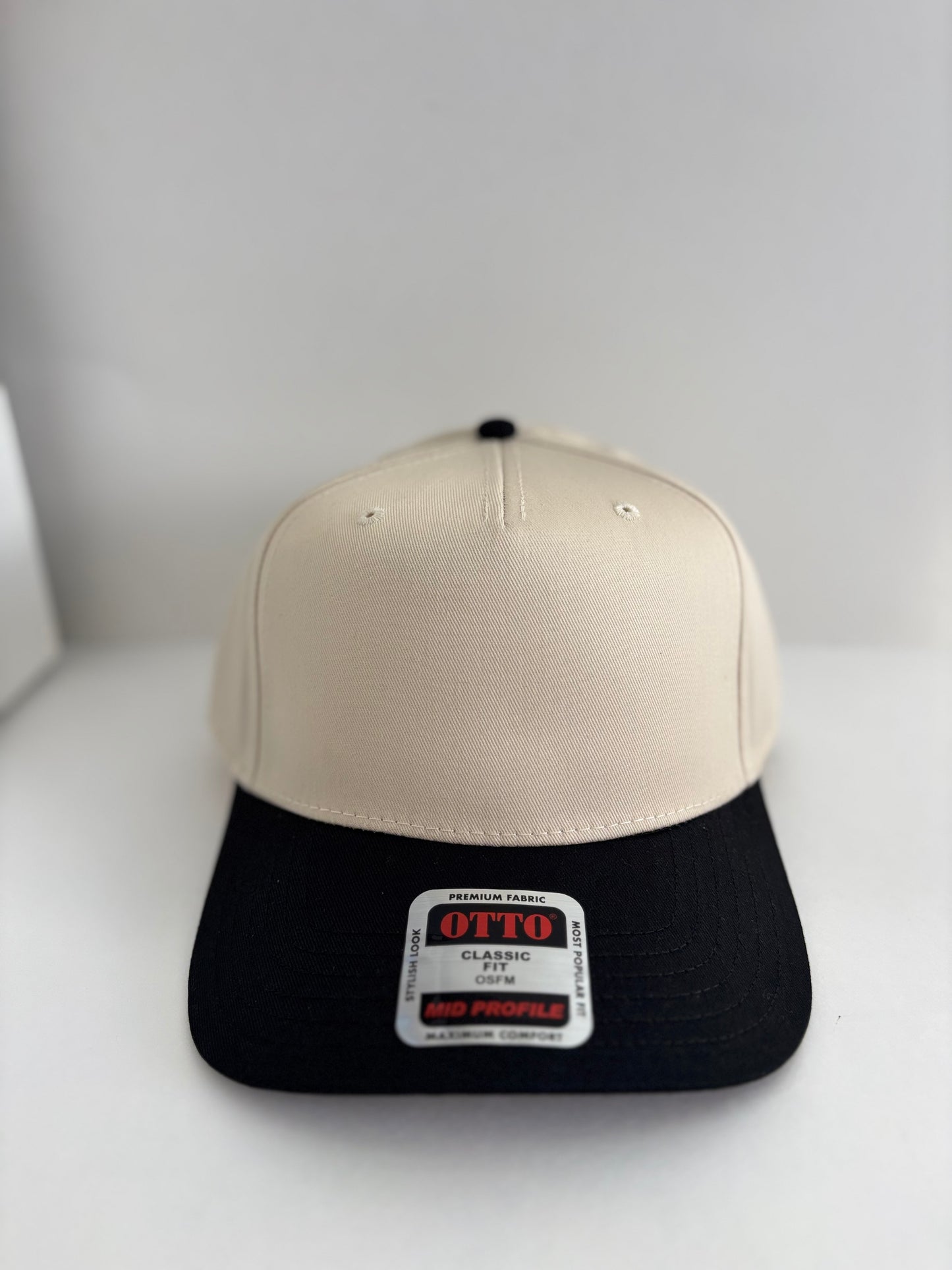 Mid Profile Baseball Cap- Black & Khaki