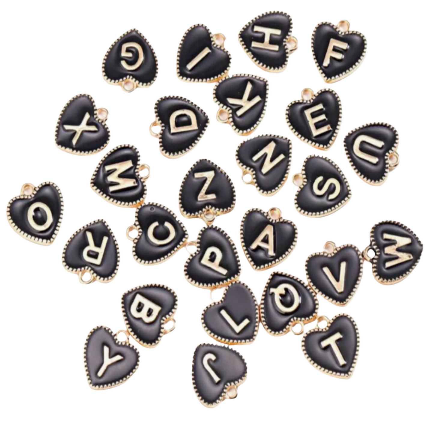 Black Heart Letter Charm