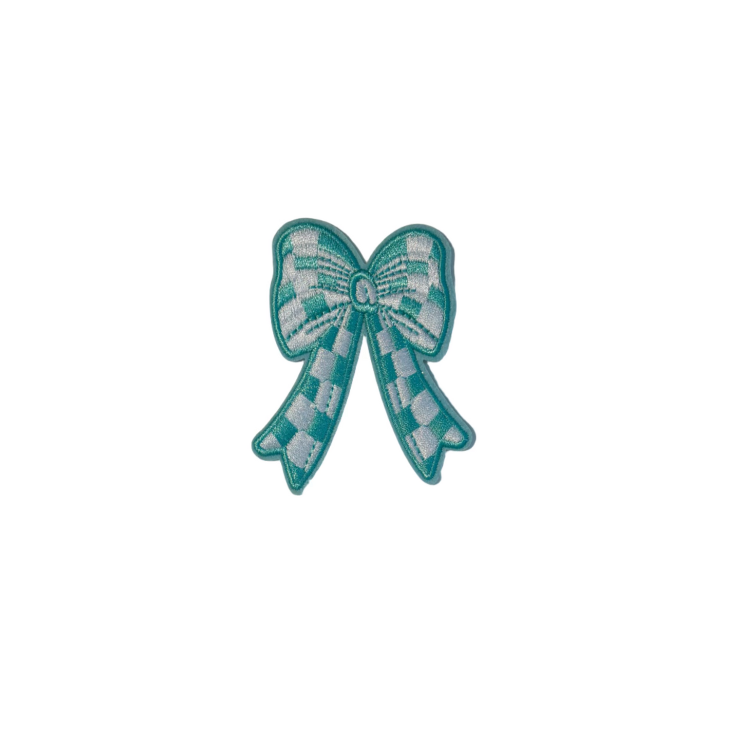 Teal Checkered Bow