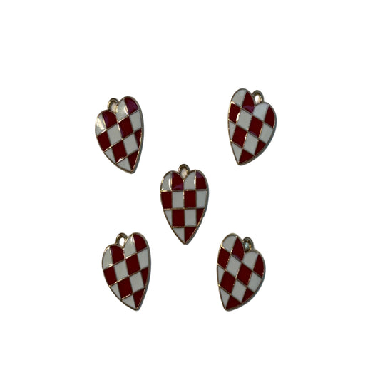 Red Checkered Heart Charm