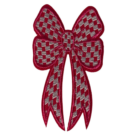 Pink Checkered Bow Patch