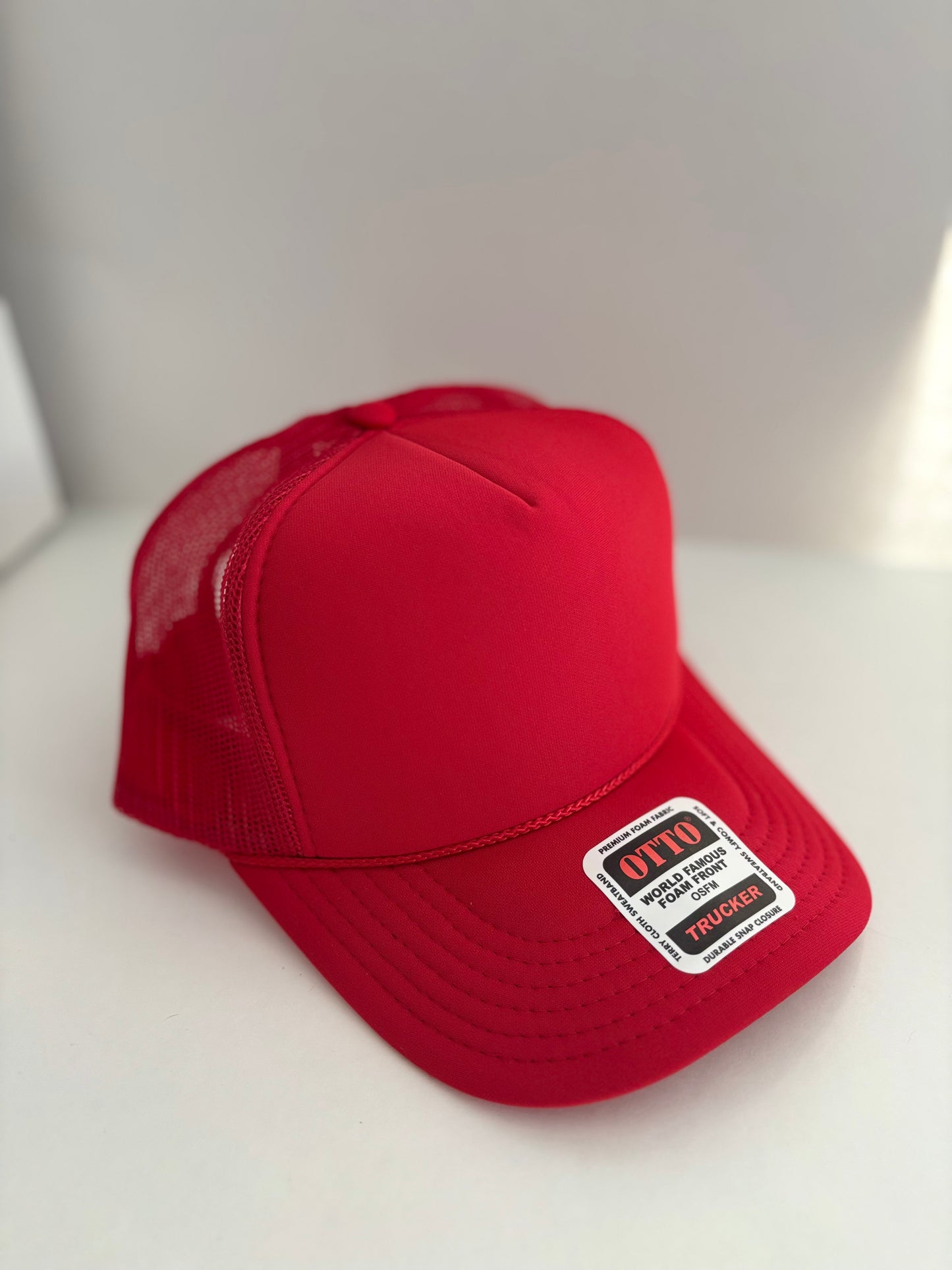 High Profile Snapback Trucker Hat- Red