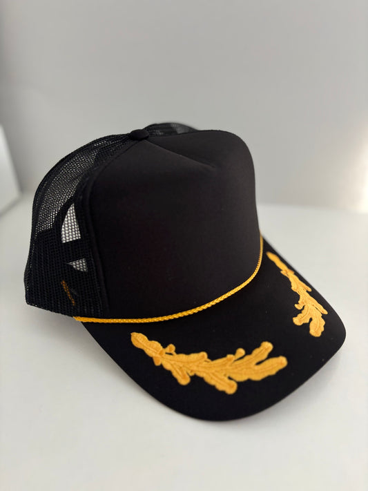 High Profile Snapback Trucker Hat- Black/Gold
