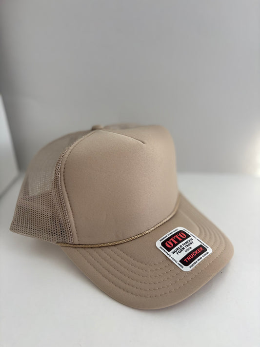 High Profile Snapback Trucker Hat- Khaki
