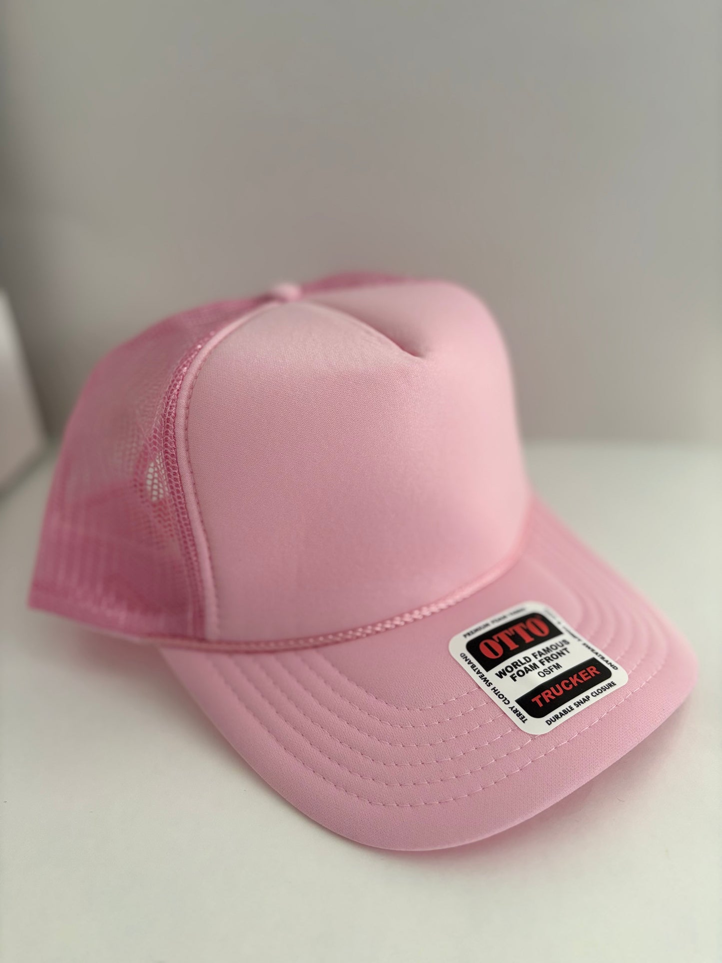 High Profile Snapback Trucker Hat- Soft Pink