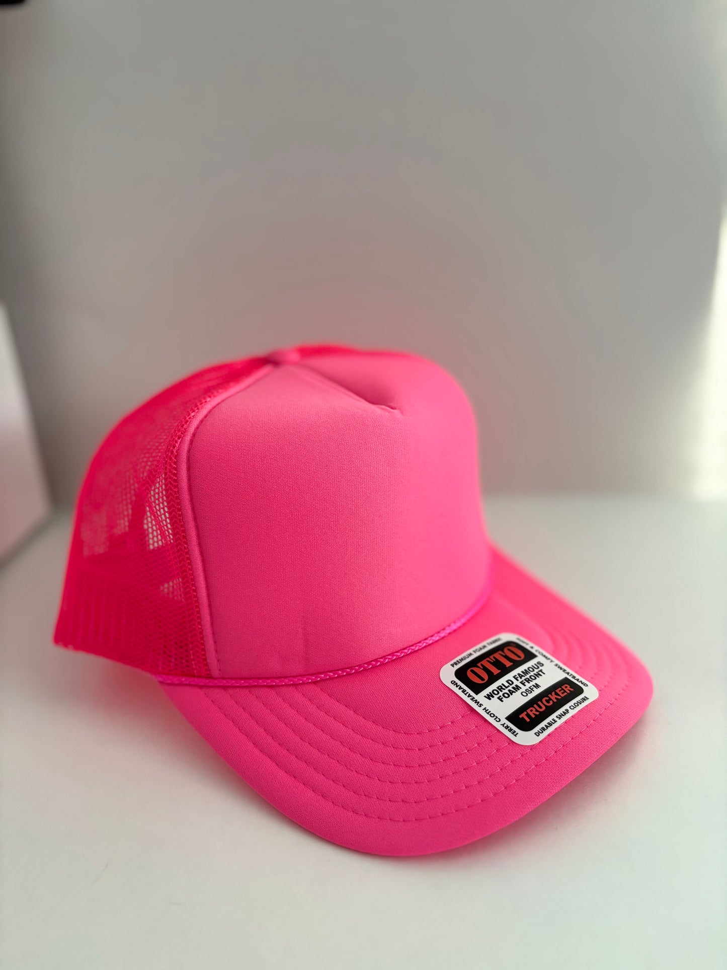 High Profile Snapback Trucker Hat- Neon Pink