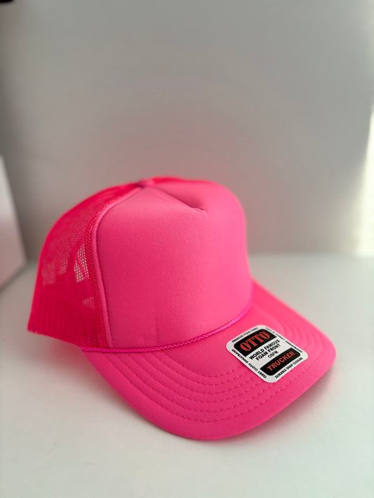 High Profile Snapback Trucker Hat- Neon Pink