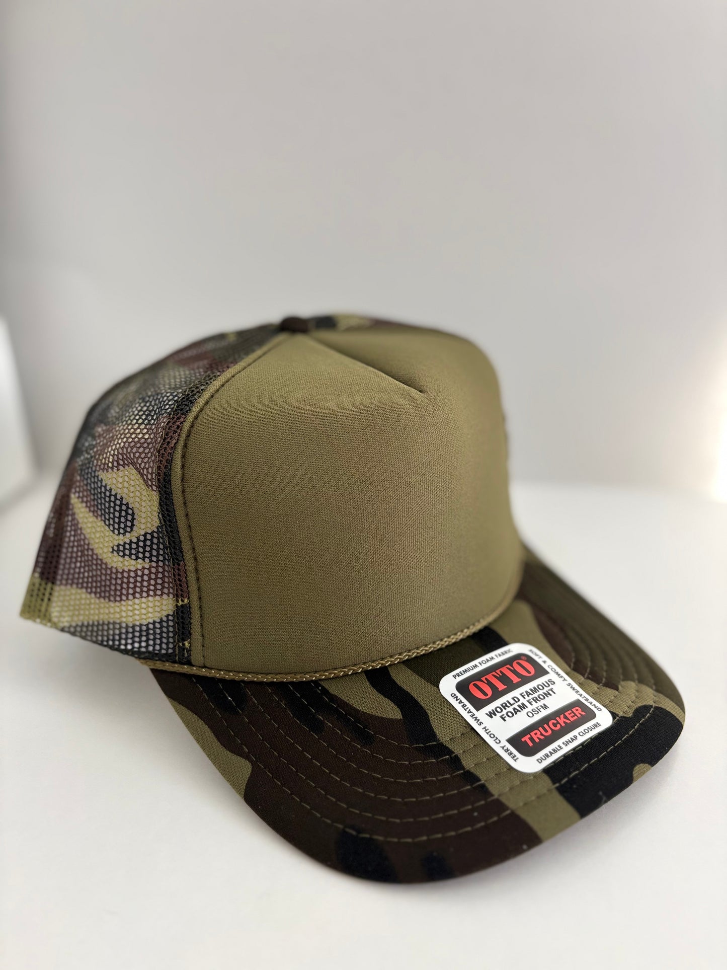 High Profile Snapback Trucker Hat- Camo