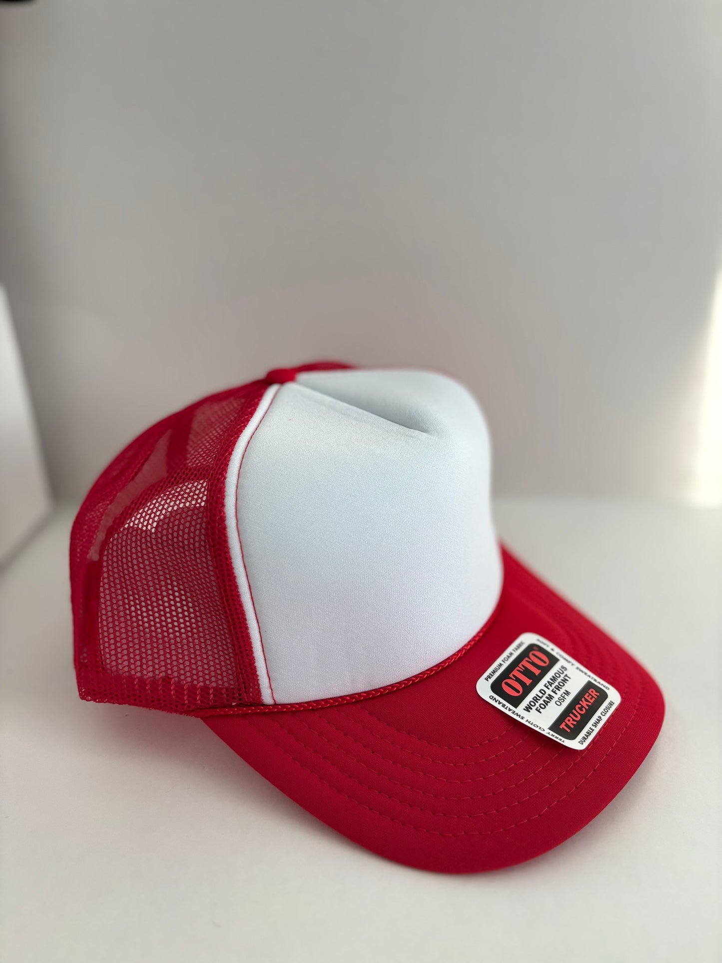 High Profile Snapback Trucker Hat- Red/White/Red