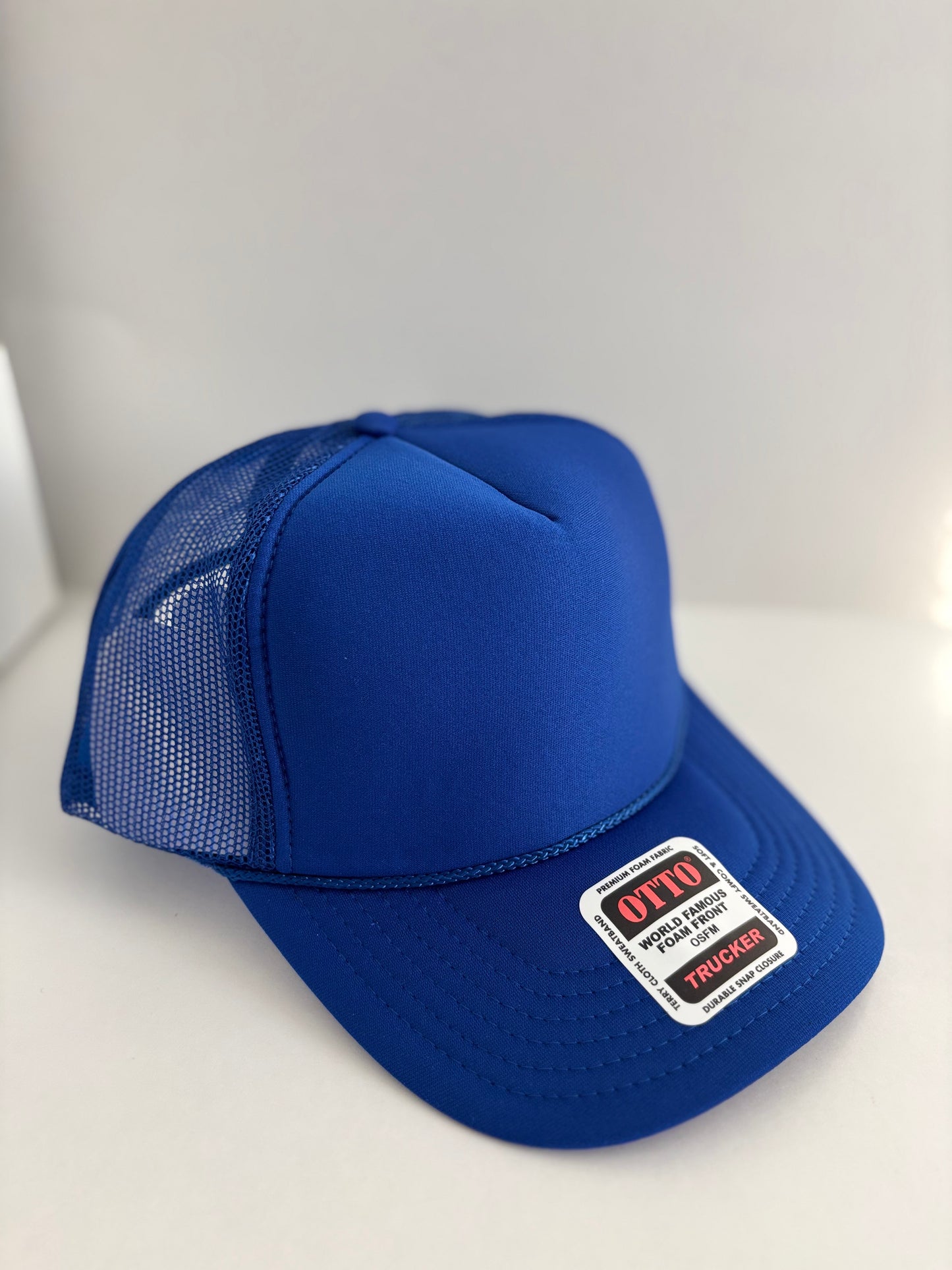 High Profile Snapback Trucker Hat- Blue
