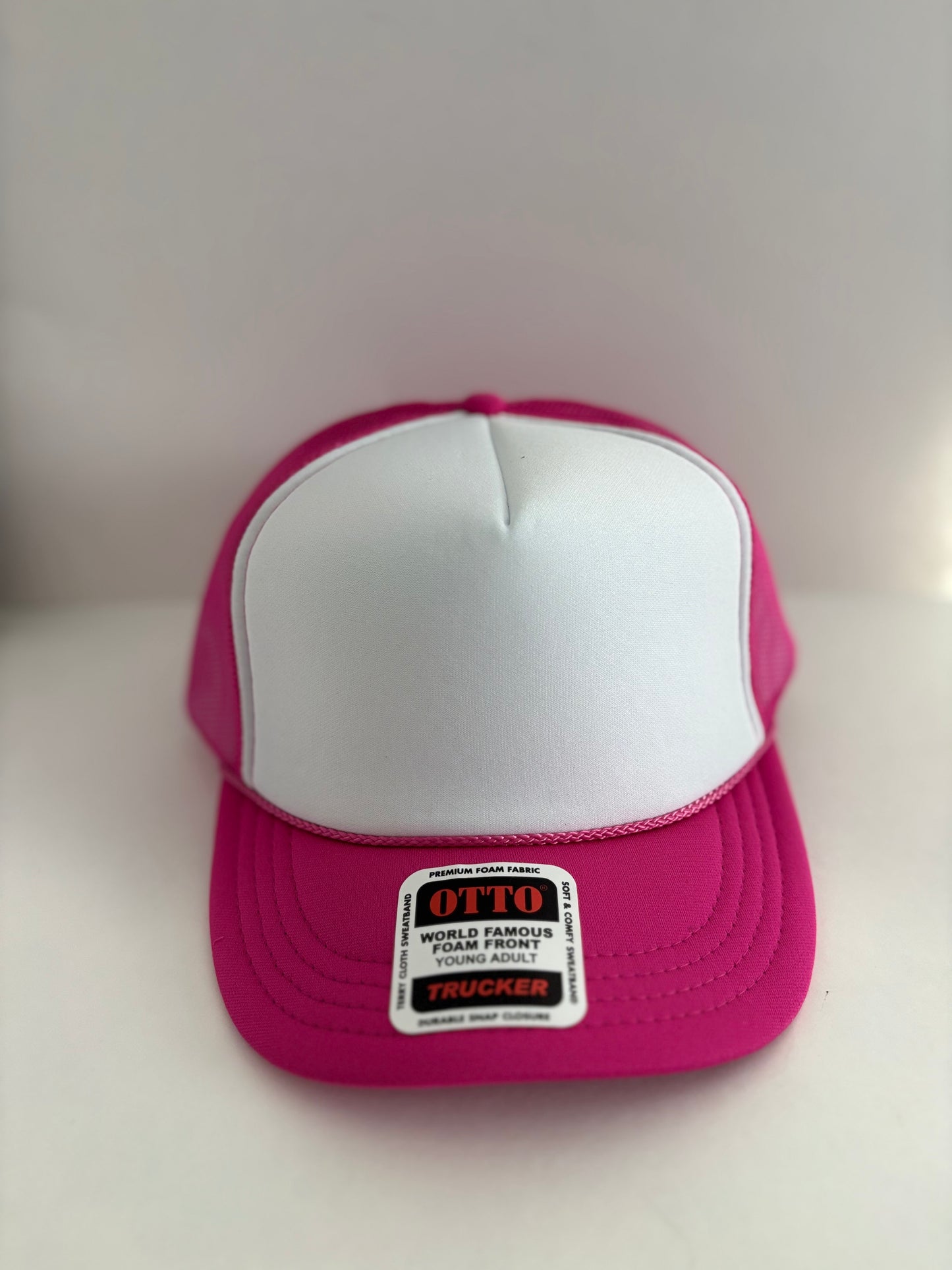 YOUTH High Profile Snapback Trucker Hat- Hot Pink/White/Hot Pink