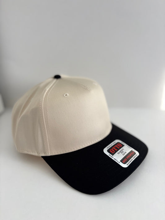 Mid Profile Baseball Cap- Black & Khaki