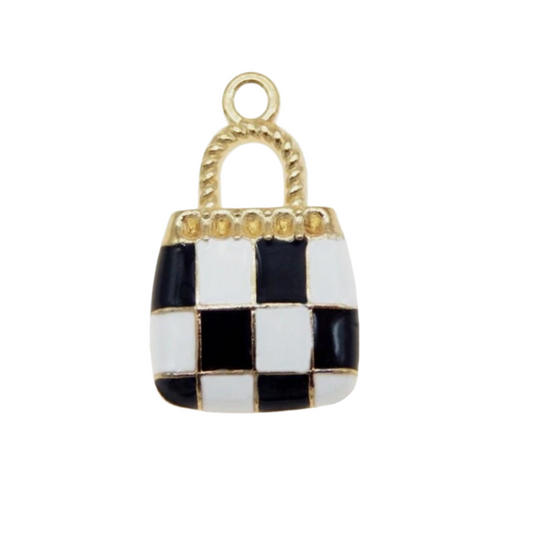 Checkered Purse Charm